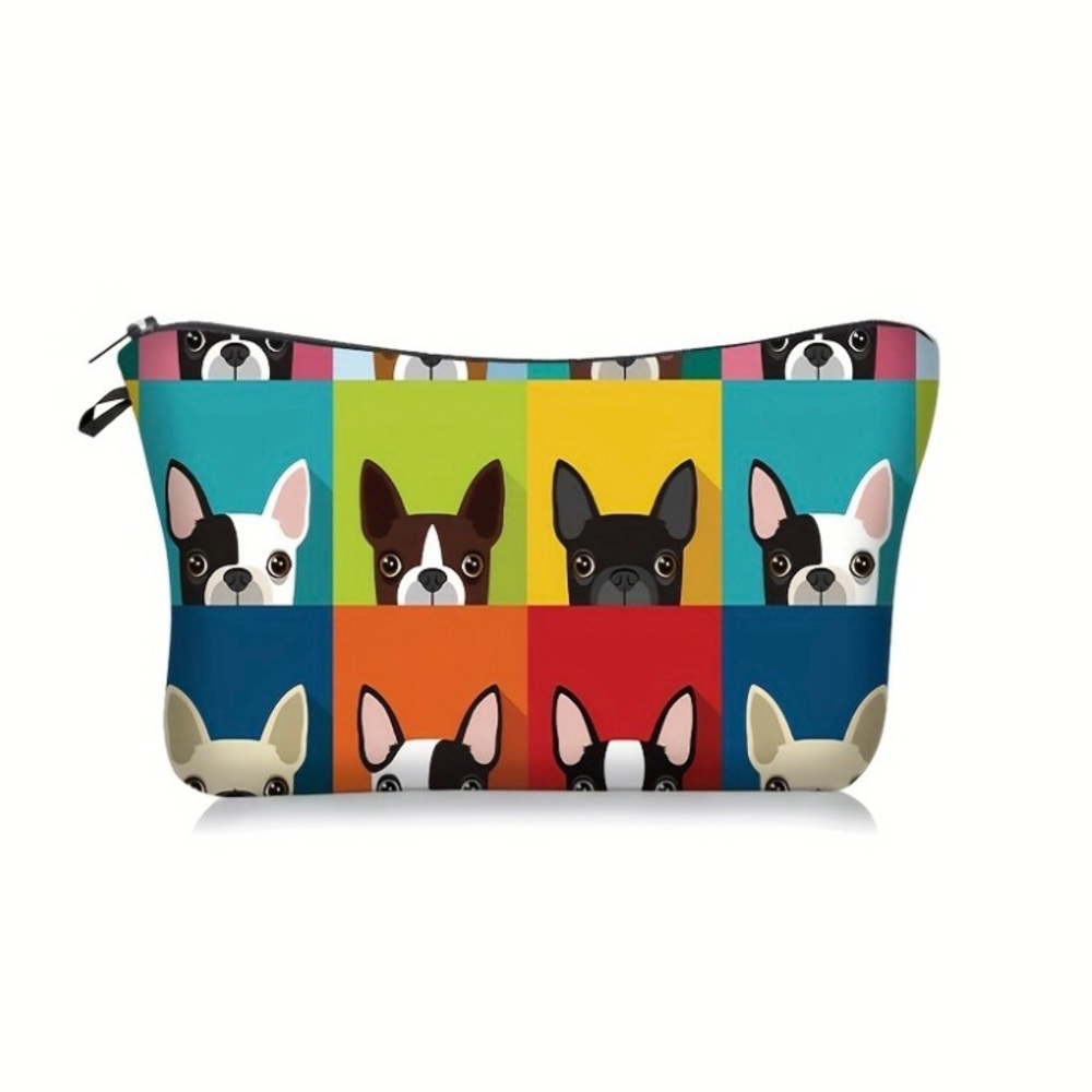 Playful Dog Print Cosmetic Pouch